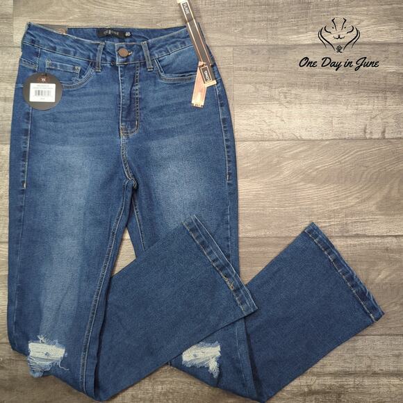 One5One Long High Rise Flare Jeans Size 8 - Picture 1 of 6